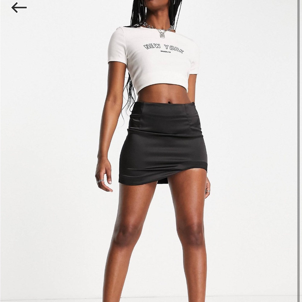 Asymmetrical Silk Black Mini Skirt